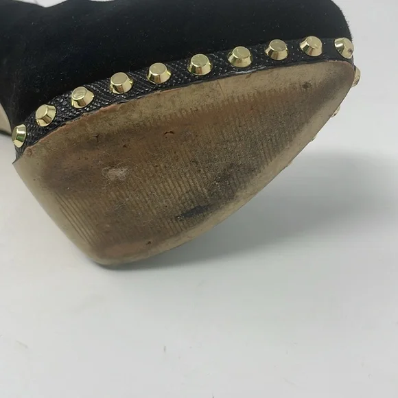 Michael Kors Black Suede Pumps with Gold Accents Size 7.5 Excellent Condition - Picture 13 of 16